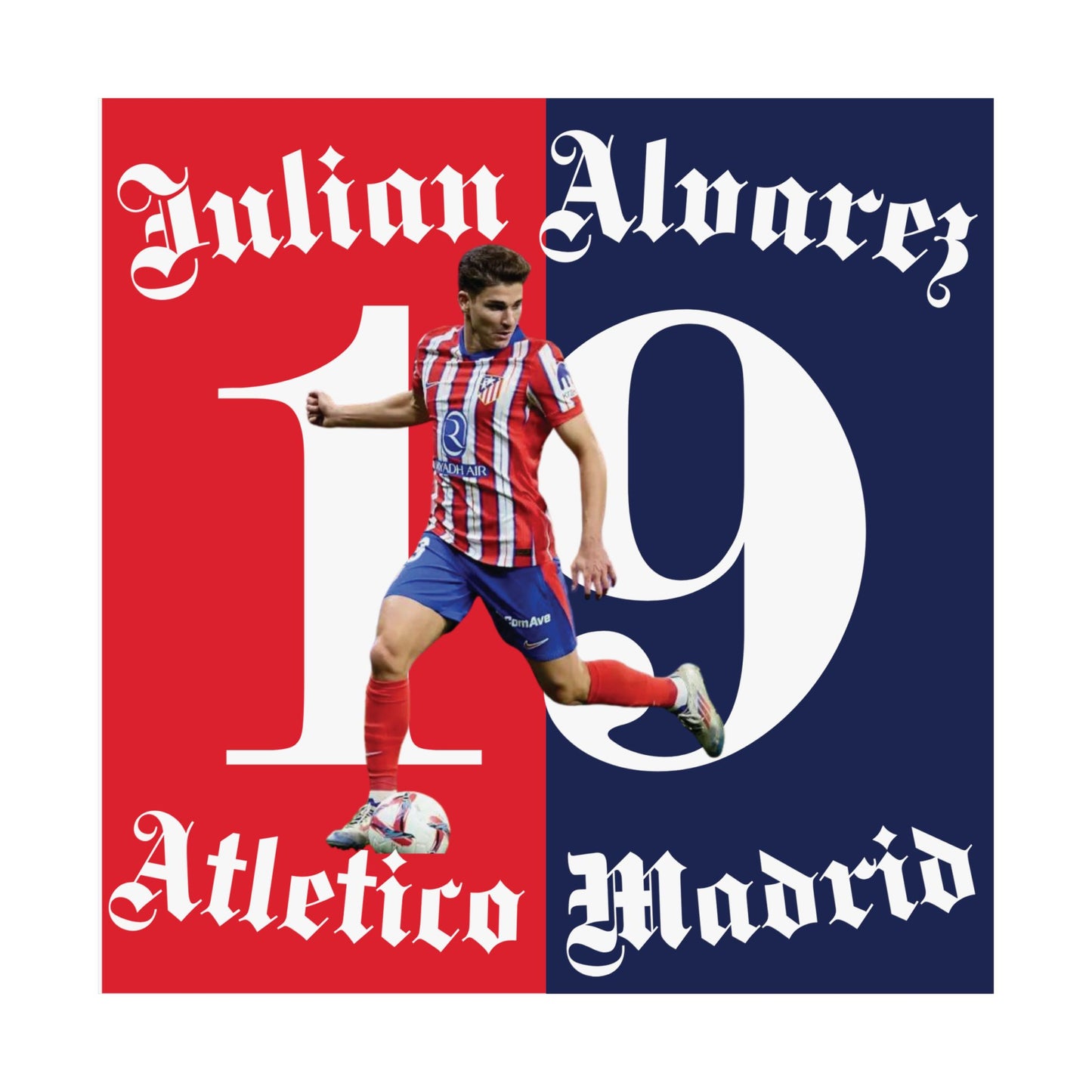 Football Poster, Matte Vertical Poster, Julian Alvarez Atletico Madrid Scorer Stats Poster - Deportivo Gorillas
