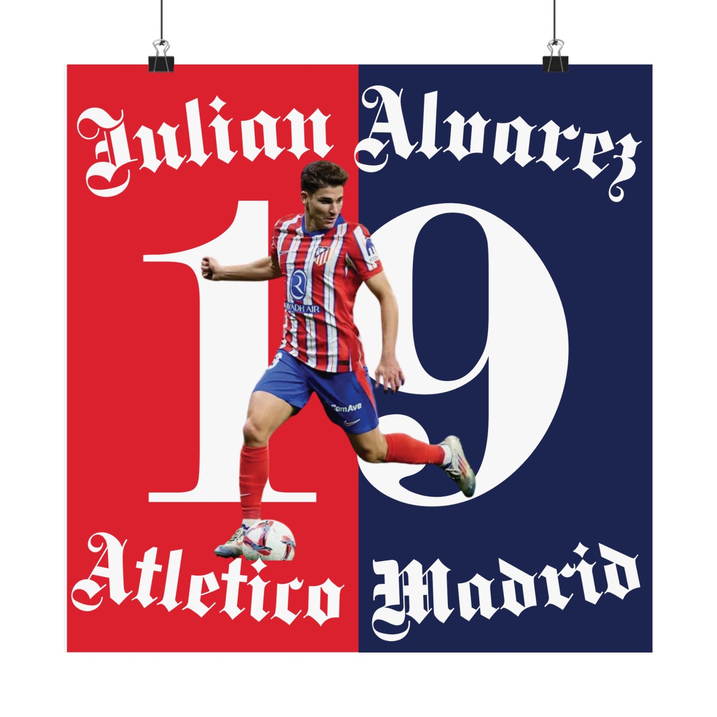 Football Poster, Matte Vertical Poster, Julian Alvarez Atletico Madrid Scorer Stats Poster - Deportivo Gorillas