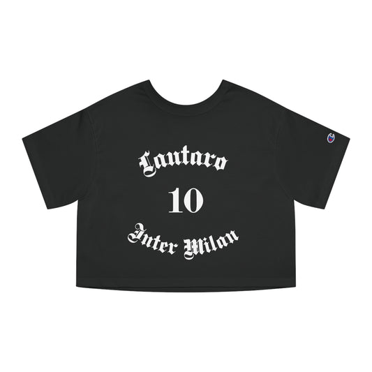 Lautaro Martinez Inter Milan Champion Women's Heritage Cropped T-Shirt, Italian Football Fan Gift, Team Merchandise, Short Sleeve - Deportivo Gorillas