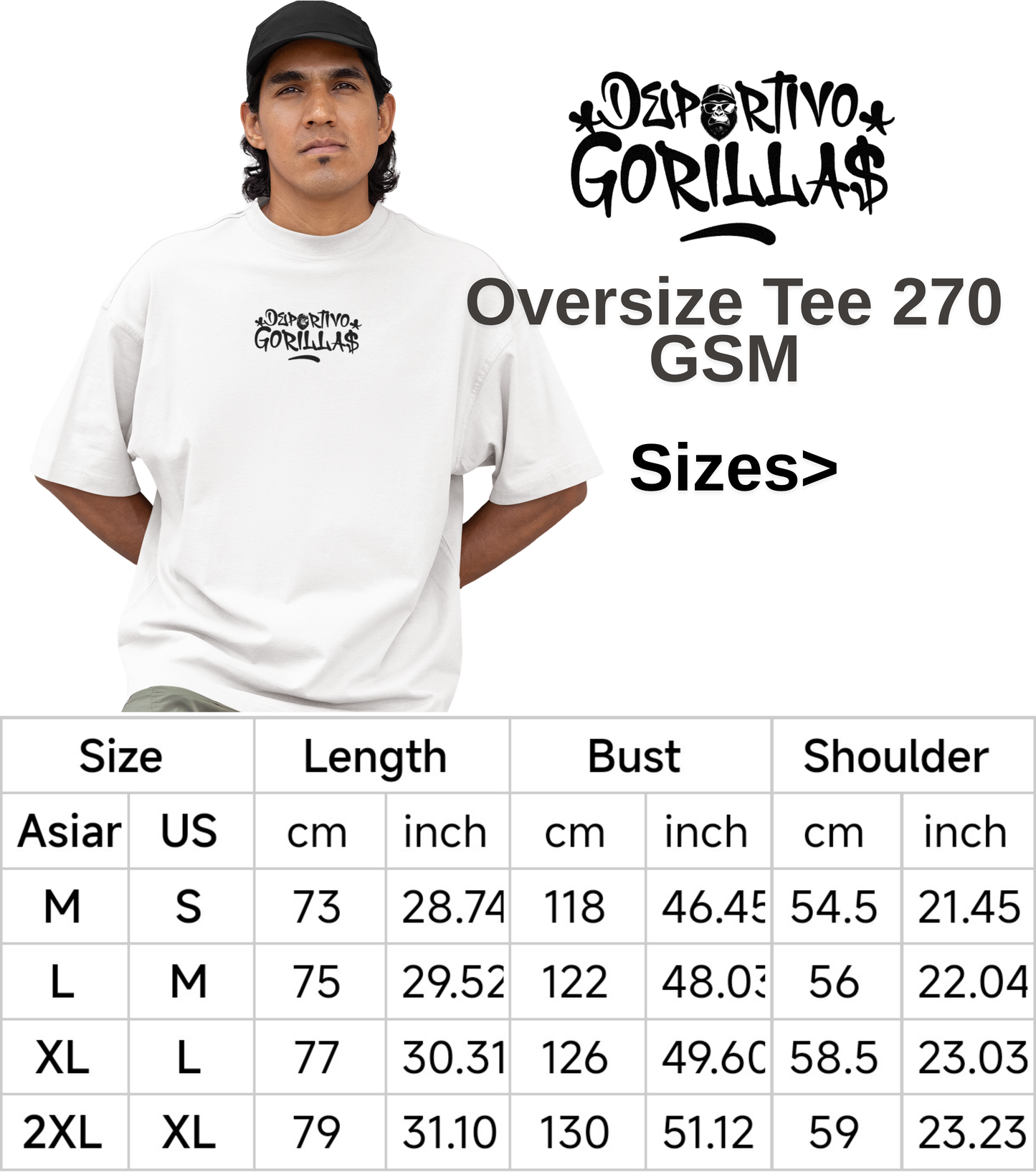Wanted - Deportivo Gorillas Men's Oversize T-Shirt Drop Shoulder Boxy 270G Cotton - Deportivo Gorillas
