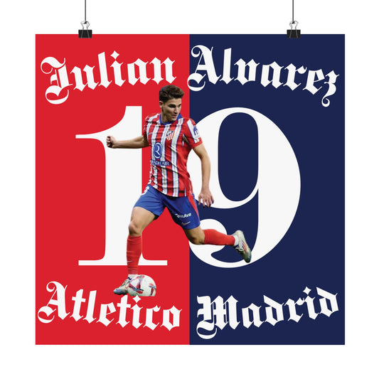 Football Poster, Matte Vertical Poster, Julian Alvarez Atletico Madrid Scorer Stats Poster - Deportivo Gorillas 