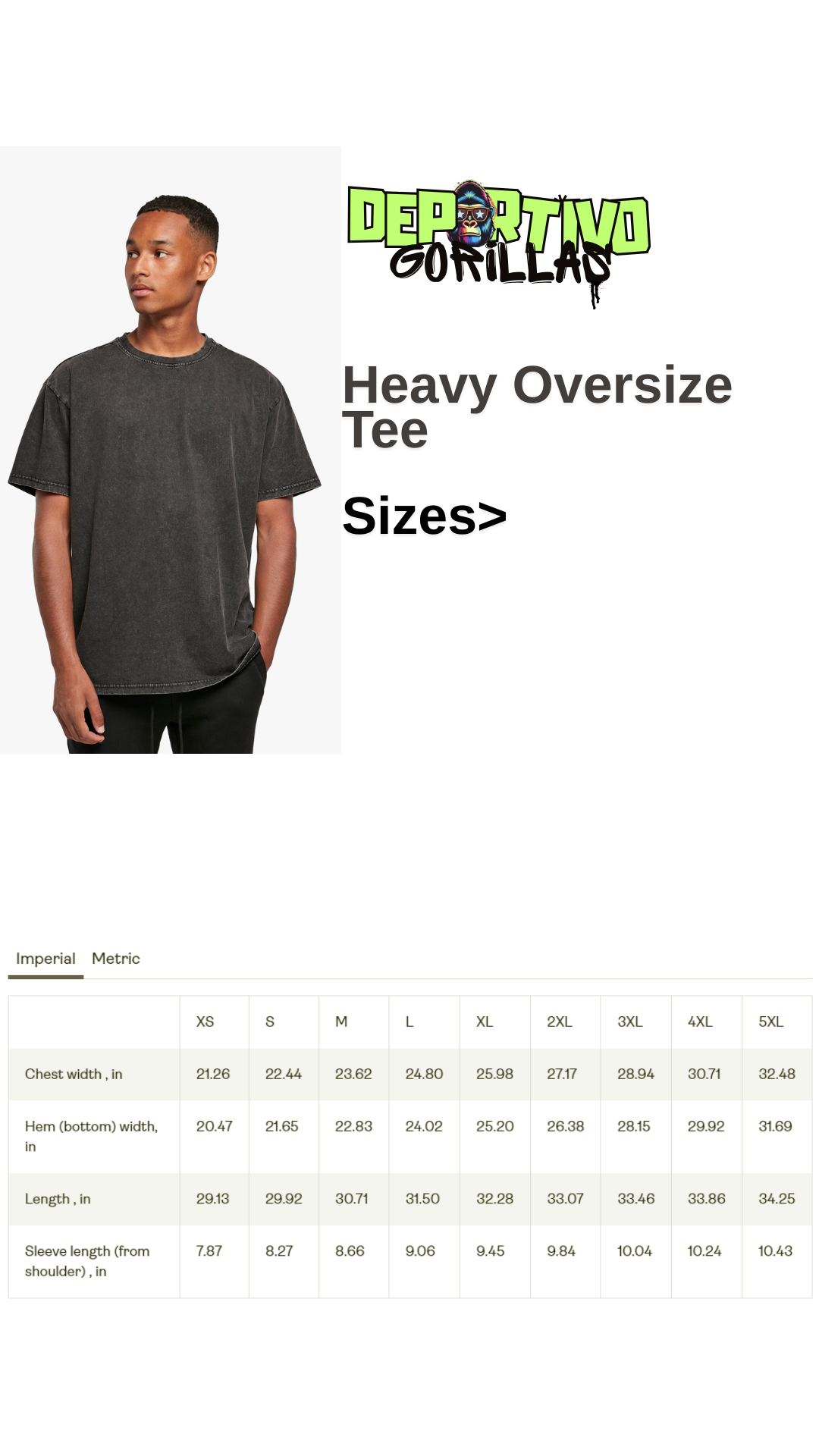 Men's Oversize Tee - King Mode Acid Washed Heavy Tee Shirt - Deportivo Gorillas 