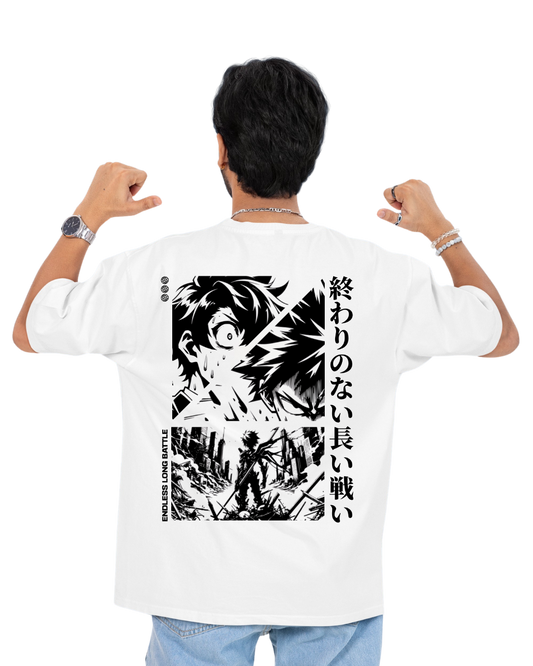 Long Battle - Deportivo Gorillas Men's Oversize T-Shirt  Drop Shoulder Boxy 270G Cotton - Deportivo Gorillas 